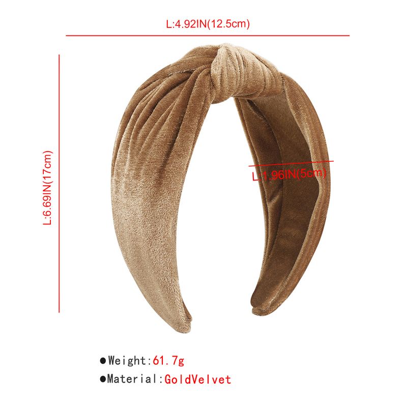 F4973 Herbst/Winter Neuer einfarbiger Haarreif, goldener Samtknoten, kleiner geometrischer Duft, trendiger Haarreif für Frauen_voghion.com