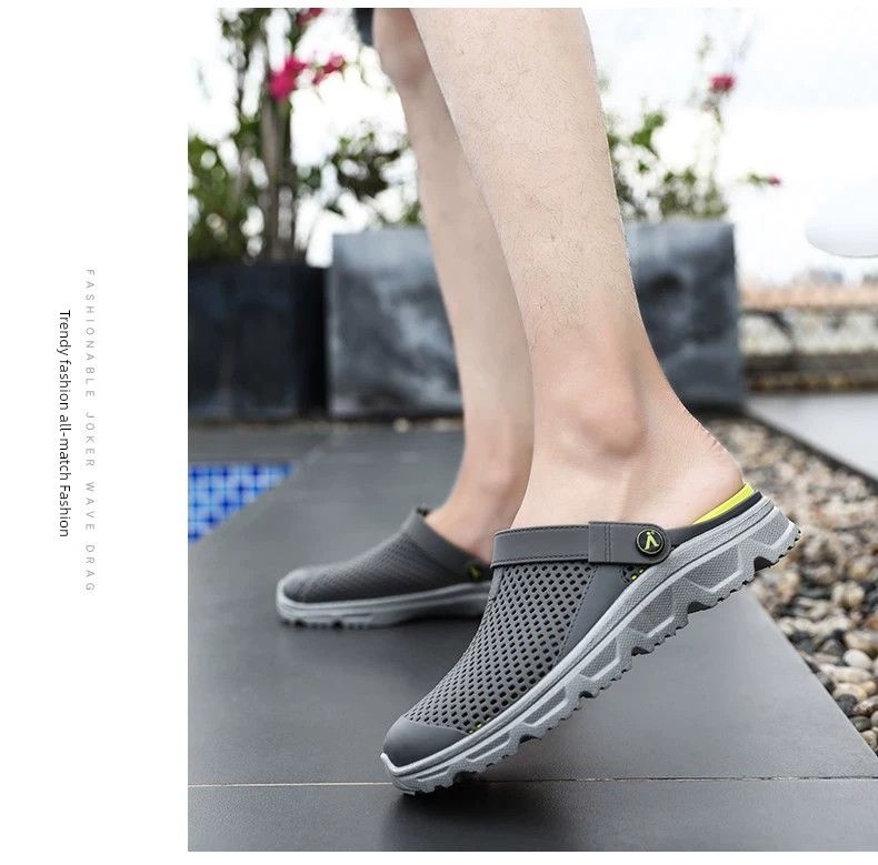 Pantofole estive da uomo alla moda antiscivolo per padre di mezza età, sandali per anziani con punta chiusa e suola spessa_voghion.com