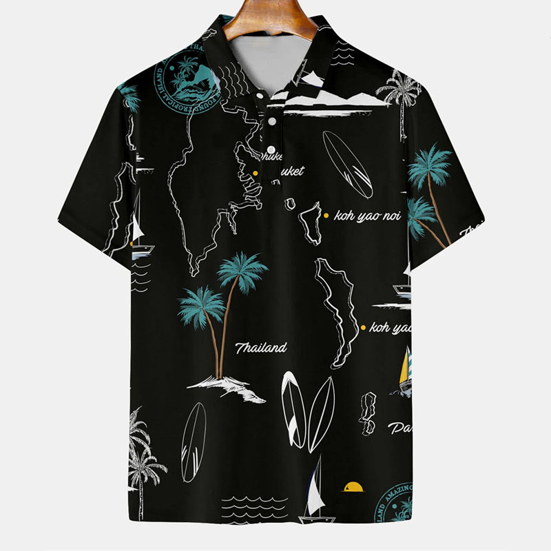 Men's Polo Shirt casual golf 3D printed short sleeve T-shirt men's lapel zipper Polo shirt_voghion.com