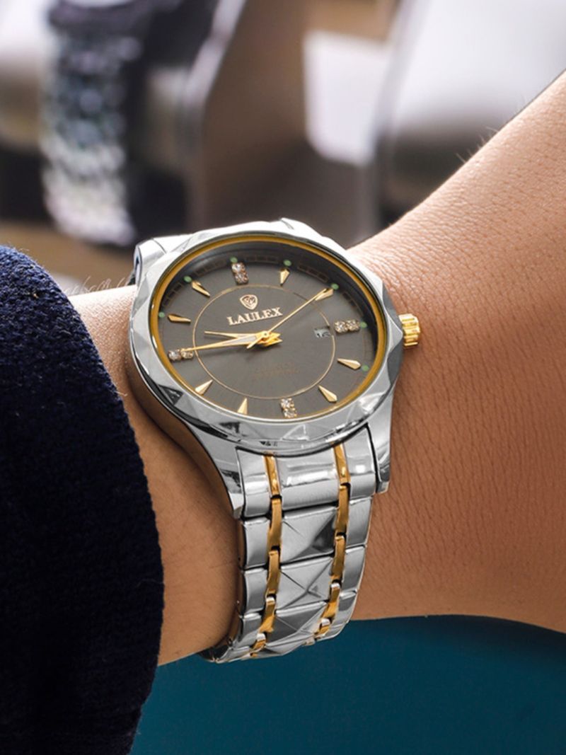 New LAULEX Genuine Three-Pin Calendar Automatic Calendar Scan Seconds Quartz Movement Sports Luxury Quartz Watch_voghion.com