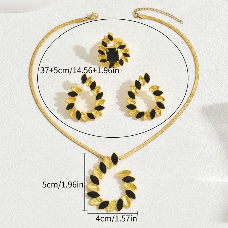 Small Fresh And Sweet Jewelry Set Niche Pastoral Style Oil Drop Wheat Ear Design Necklace Earrings Accessories All Match Ring_voghion.com