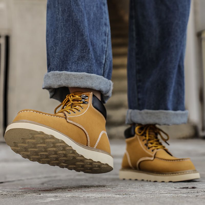 Neu Leder Frühling herren Schuhe High-top herren Erhöhung Werkzeug Martin Stiefel_voghion.com