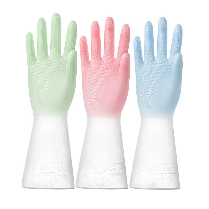 Kitchen Dishwashing Gradual Change Color Glue Household Housekeeping Cleaning Gloves Rubber_voghion.com