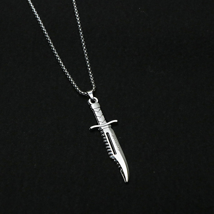 Collana Hip Hop Maglione Catena Coltello Arma Ciondolo scheletro Punk Street Bounce Accessori Merci_voghion.com