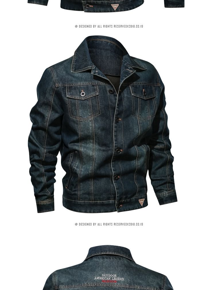 Herrenbekleidung Retro Casual Workwear Herren Vintage Jeansjacke mit mehreren Taschen – klassischer Workwear-Stil, entspannte Passform, stilvoll und vielseitig_voghion.com