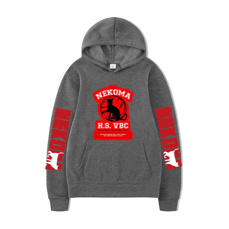 Felpa con cappuccio casual e ampia a maniche lunghe con stampa di personaggi anime, autunno e inverno_voghion.com