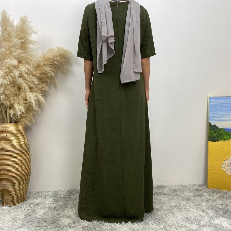 Islamic Turkey Dubai hot sale fashion solid color simple sleeve dress_voghion.com