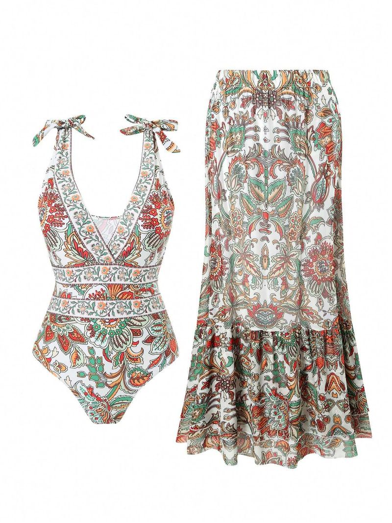 Maillot de bain une pièce style ethnique pour femme, vêtements de plage, source chaude_voghion.com