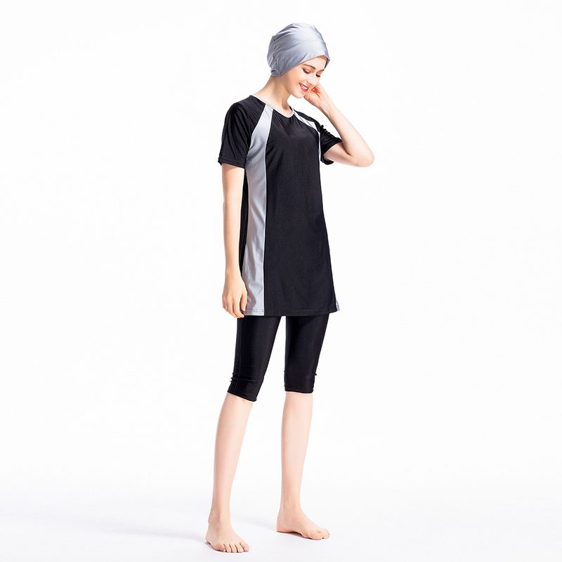 Women's Clothing Sunscreen Cropped Pants Short Sleeved Three Piece Swimsuit_voghion.com