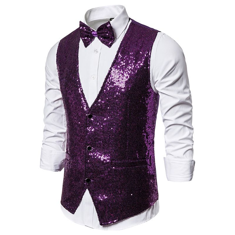 Men's Stage Costumes, Sequins, Vests, Photography Studios, Hosts, Singers, Emcees, Vests_voghion.com