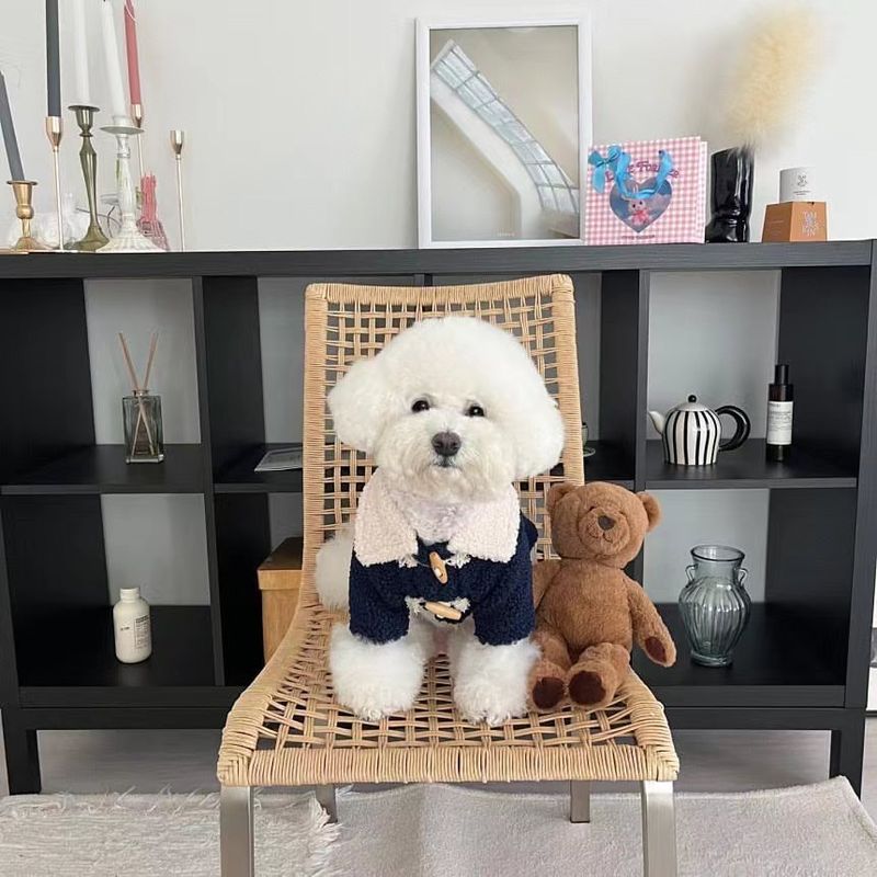 Koreaanse stijl herfst warme hondenkleding lamswol katoenen jas teddy keeshond kleine honden katten winteroutfit_voghion.com