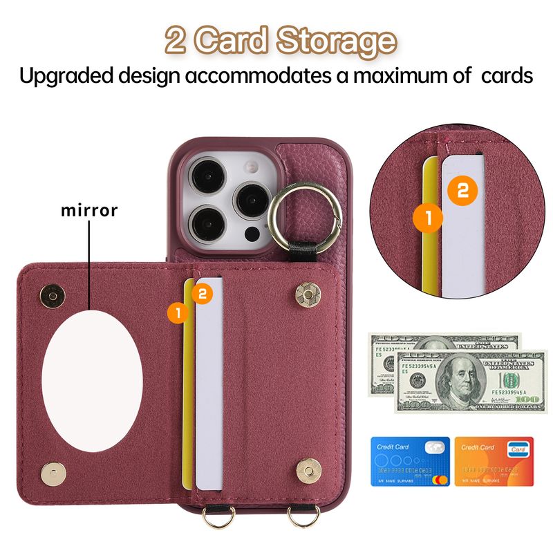 Suitable For 17 Pro Max Card Slot Mobile Phone Case Crossbody 16 15 Plaid Mobile Phone Leather Case_voghion.com