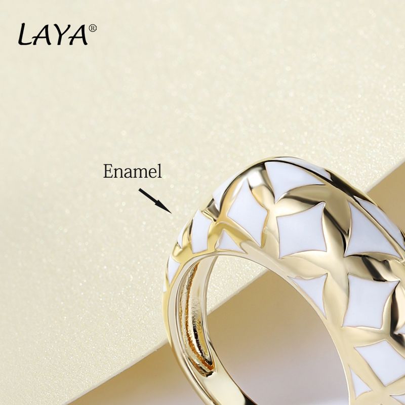 LAYA Sterling Sier Fashion Semplice Solido Geometria Design Colore Smalto Anello Per Le Donne Feste Alta Qualità Classico_voghion.com