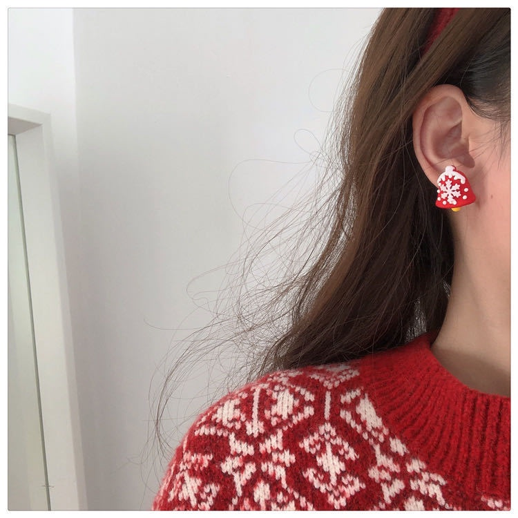 Boucles d'oreilles de noël en résine, jolies boucles d'oreilles de bonhomme de neige de dessin animé, père noël, nouvel an, bijoux cadeau de noël_voghion.com