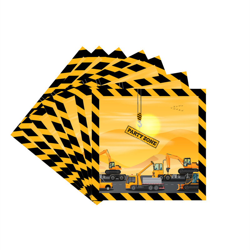 New construction vehicle excavator shovel construction boy party paper cups, paper plates, tablecloths, banners, birthday decorations_voghion.com
