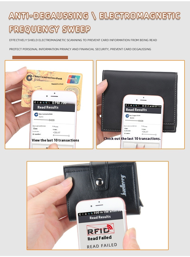 Baellerry Nowa torba męska RFID Aluminiowe pudełko Bullet Card Wielopozycyjna antymagnetyczna klamra z klipsem_voghion.com