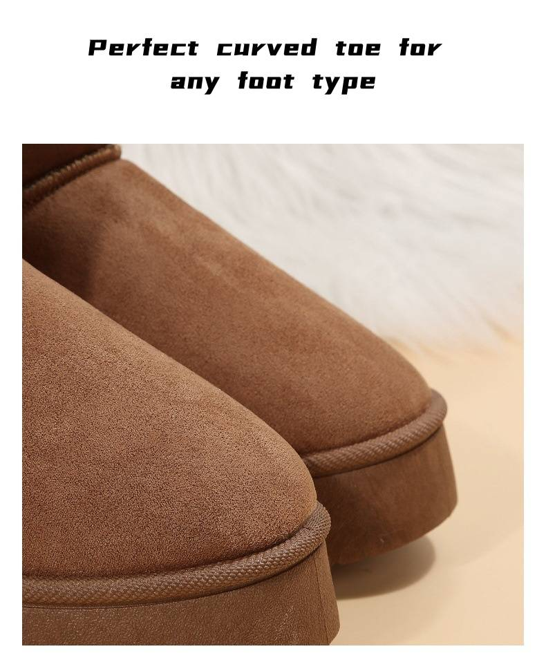 Agregue vellón y botas de nieve gruesas a los zapatos de algodón con lazo peludo de suela gruesa sin cordones del invierno 2024_voghion.com