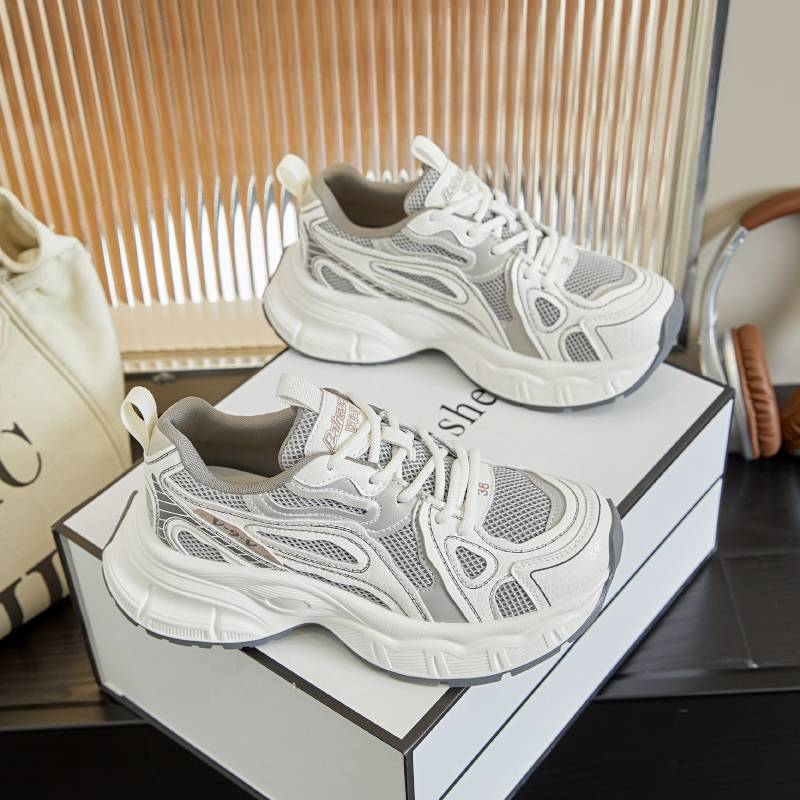 Mingliu Sugefilmsåle pappasko kvinner 2025 vår nye høydeøkende sportssko kvinner tykksåle løpesko avslappet allsidig damesko_voghion.com