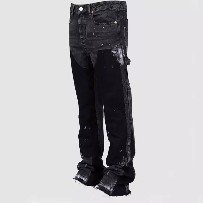 Salopette in denim da uomo, pantaloni a gamba dritta, elasticizzati, casual, alla moda_voghion.com