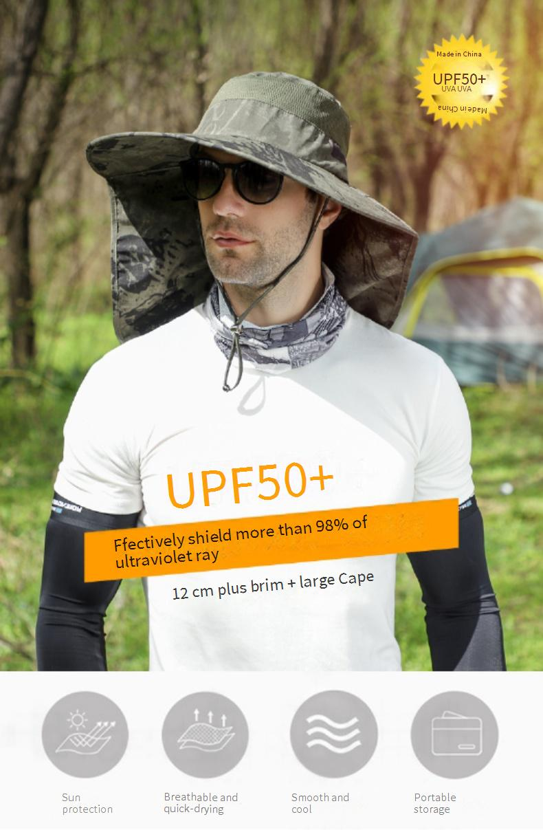 Cappello da sole unisex UPF 50+ con paranuca - Protezione UV per viaggi e pesca all'aperto in estate_voghion.com