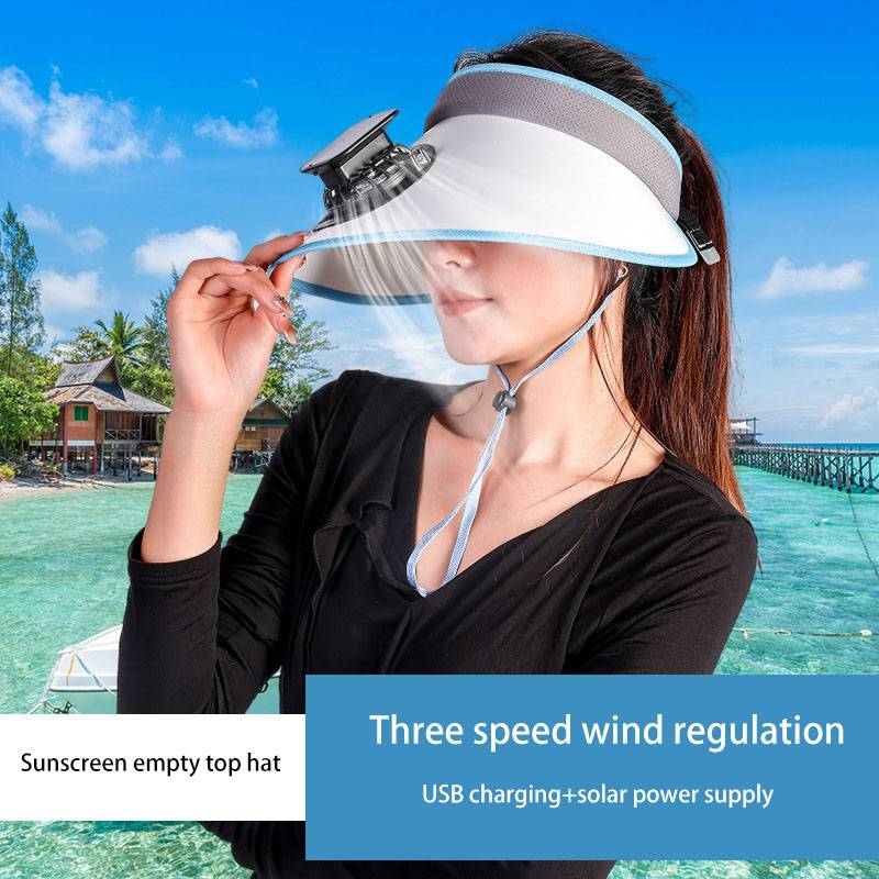Cappello solare con ventola di raffreddamento – Cappello con protezione UV ricaricabile per uomo e donna, per viaggi all'aperto, escursionismo e protezione per il viso_voghion.com