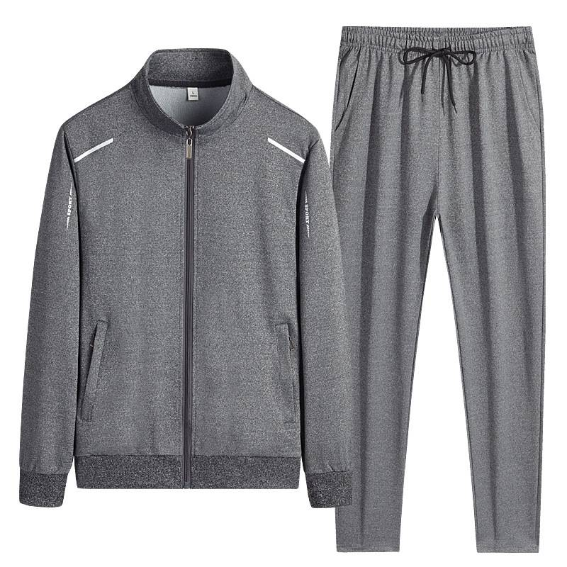 "Men's 3-Piece Casual Sportswear Set - Long Sleeve Tee, Sweatshirt & Joggers (Black, Blue, Gray) - Relaxed Fit For Streetwear & Lounge"_voghion.com