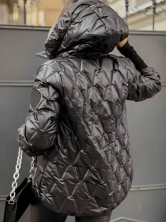 Damenbekleidung Neue Mode Mit Kapuze Mode Lose Langarm Patchwork V-förmige Baumwolljacke Damen_voghion.com