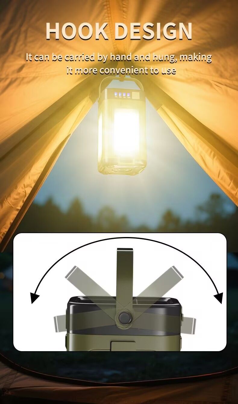Portable Solar Camping Lantern With 2000mAh Battery - 4-Leaf Foldable LED Light For Outdoor, Emergency & Nighttime Ambiance_voghion.com