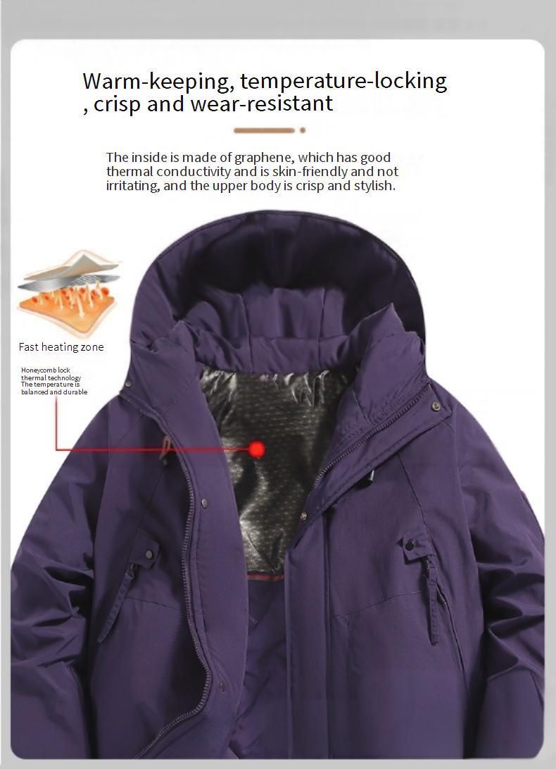 Upgraded Graphene Jacket For Men & Women, Windproof Waterproof Hooded Winter Coat, Thickened Hiking Outdoor Parka_voghion.com
