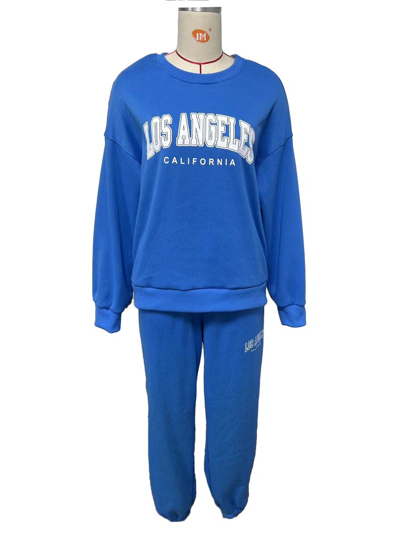 Damenbekleidung Lässiger, modisch bedruckter, verdickter Anzug plus Samt-Sweatshirt mit langen Ärmeln_voghion.com