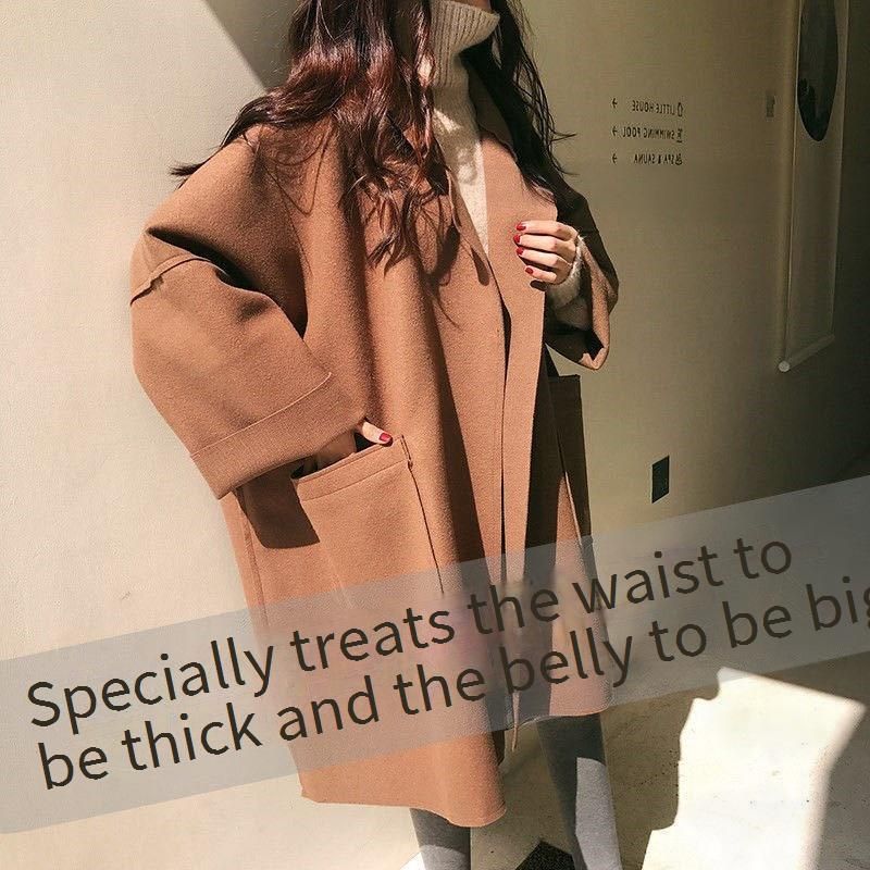 Oversized trenchcoat van wolmix voor dames – Koreaans geïnspireerd A-lijn silhouet, petite-vriendelijke lange jas met opstaande kraag_voghion.com