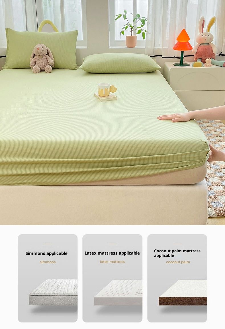 Ensemble de draps-housses hypoallergéniques – Protège-matelas 3D à circulation d'air avec taies d'oreiller (100 % polyester, bleu sel/vert citron/lavande/gris/rose poudré)_voghion.com