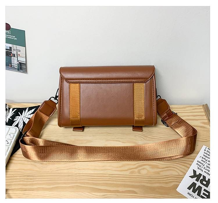 Borsa a tracolla unisex – Borsa per telefono minimalista con patta e chiusura a scatto | Borsa a tracolla in PU impermeabile per gli spostamenti quotidiani (nero/marrone chiaro)_voghion.com