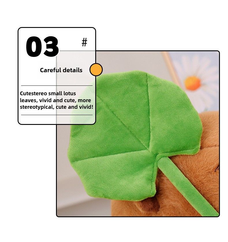 Kapybara a foglia di loto, bambola capibara, peluche, bambola di grandi dimensioni, ornamento, bambola regalo_voghion.com