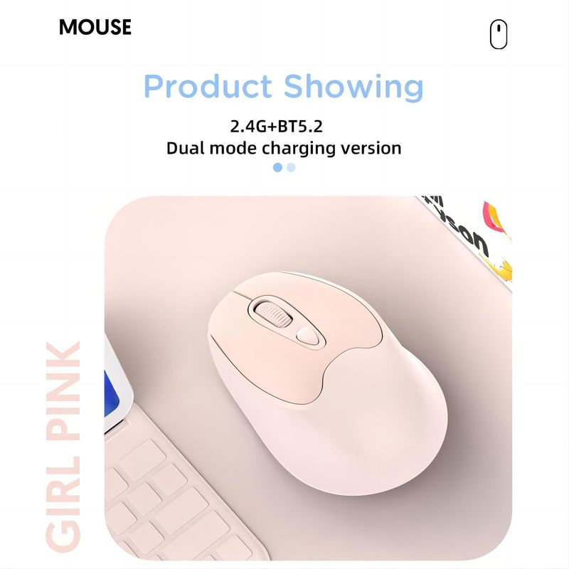 New dual-mode wireless mouse 2.4G+BT5.2 charging 4D silent ergonomics 1600dpi unisex_voghion.com