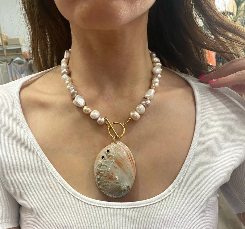 IG Style Casual Shell Shell Titan Stahl Großhandel Anhänger Halskette_voghion.com