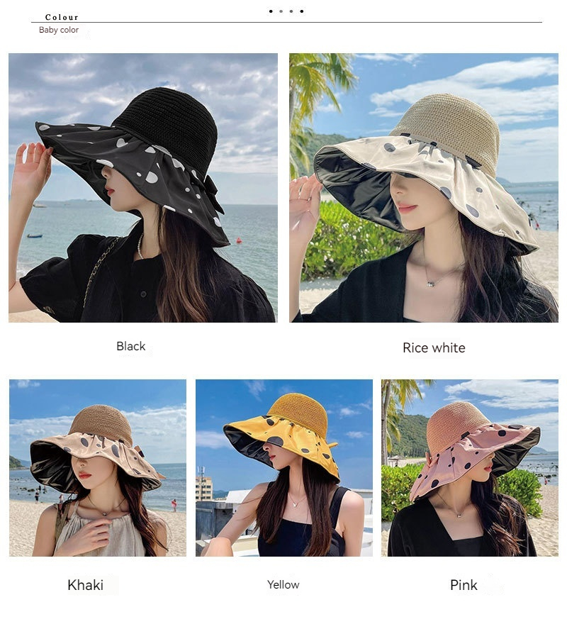 Versione coreana della spiaggia a tesa oversize per il pescatore versatile in gomma nera minimalista da esterno da donna con incavo_voghion.com