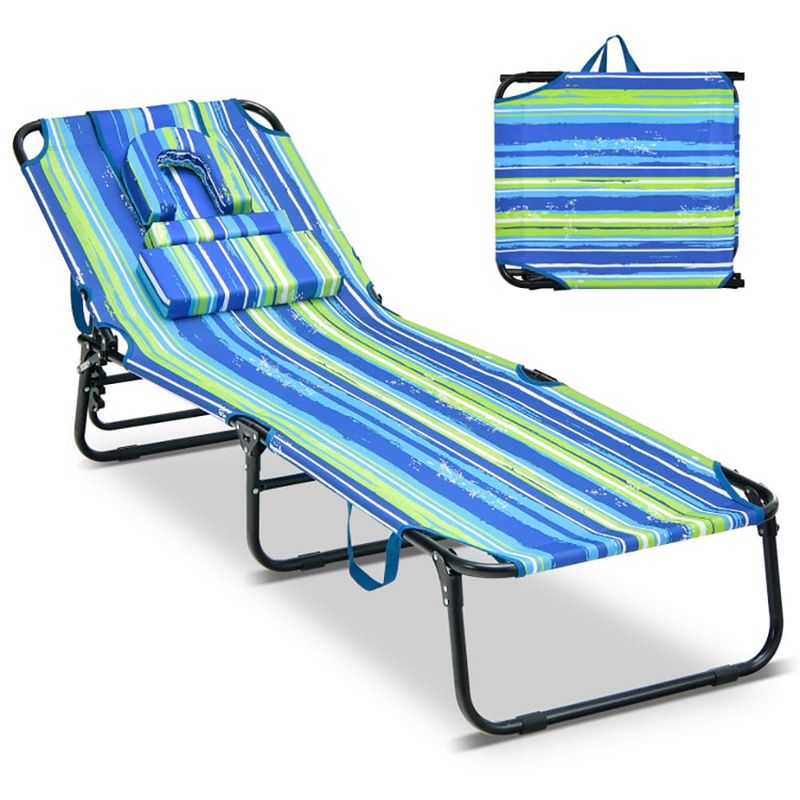 Beach Chaise Lounge Chair With Face Hole And Removable Pillow_voghion.com