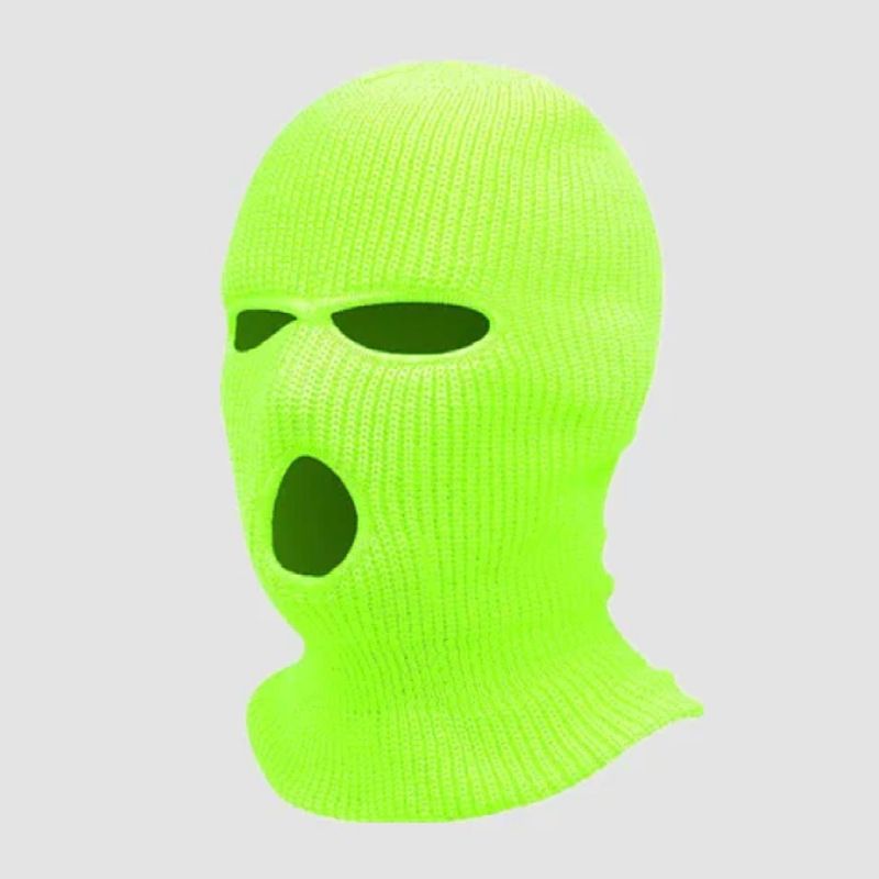 Cappello invernale Yuanbao a tre fori lavorato a maglia color caramella in lana, scaldacollo, per ciclismo all'aperto, antivento_voghion.com