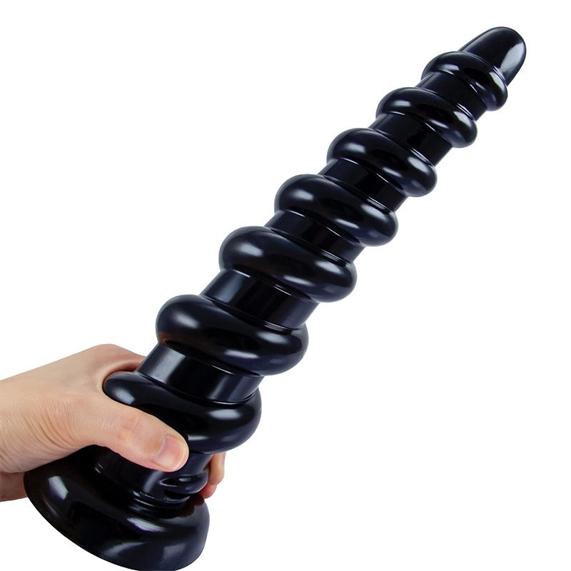 Spirál anális dugó tágító 3,6-6,5 cm-es pálcika alakú nyílással, krizantém G-pont masszírozó csíkkal, anális ostorral_voghion.com