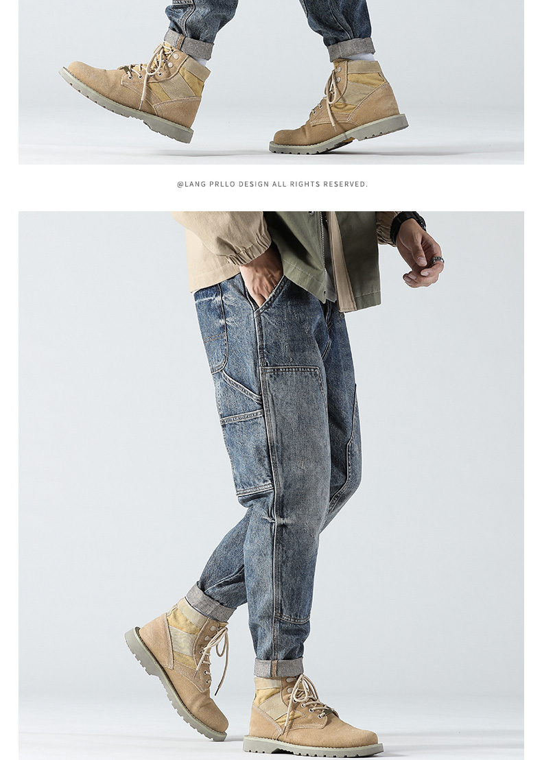 Men's Clothing retro straight-leg loose large size work jeans men's fashion brand autumn and winter casual long pants with small feet trend_voghion.com