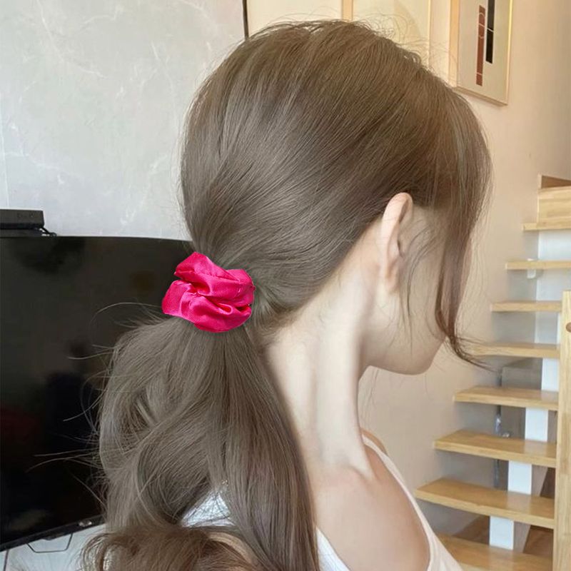 Satin Fabric High-Elasticity Scrunchie - Simple Solid Color Shiny High Ponytail & Back-of-Head Hair Tie_voghion.com