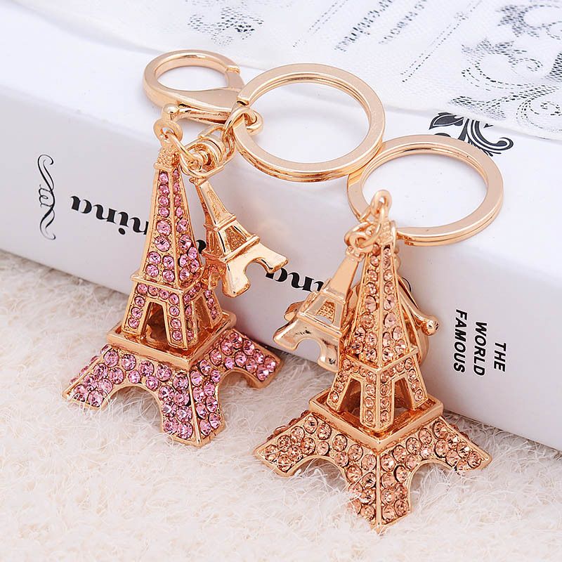 Korean Version Paris Eiffel Tower Diamond-Encrusted Alloy Keychain For Women, Decorative Bag Pendant, Exquisite Car_voghion.com
