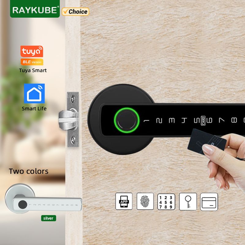 Serratura elettronica digitale intelligente per porta con impronta digitale 5KUBE M5 BLE con password/chiave/scheda IC/Smartlife/sblocco tramite app Tuya_voghion.com