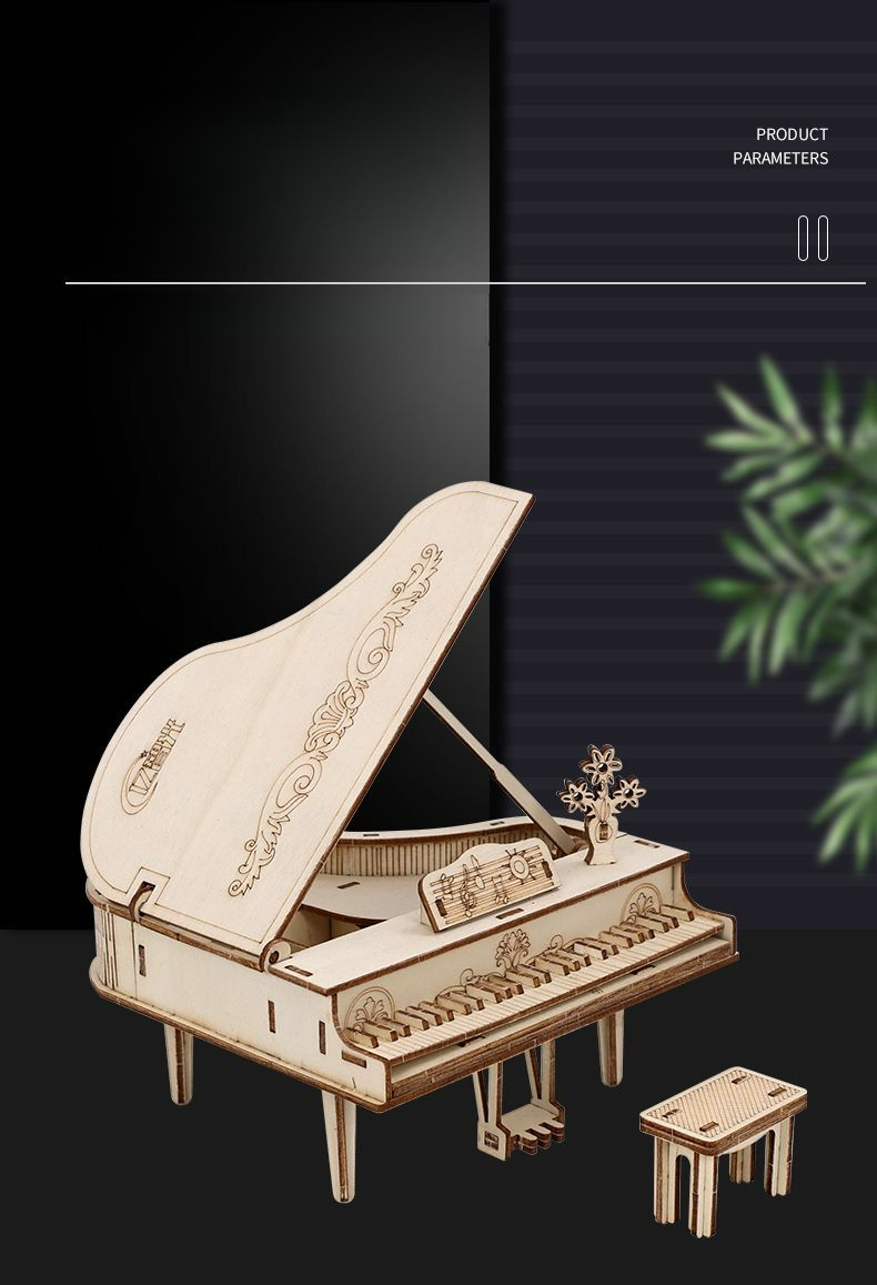 Instrumento musical DIY, piano, arpa infantil, caja de música con manivela, rompecabezas de madera 3D, juguete_voghion.com
