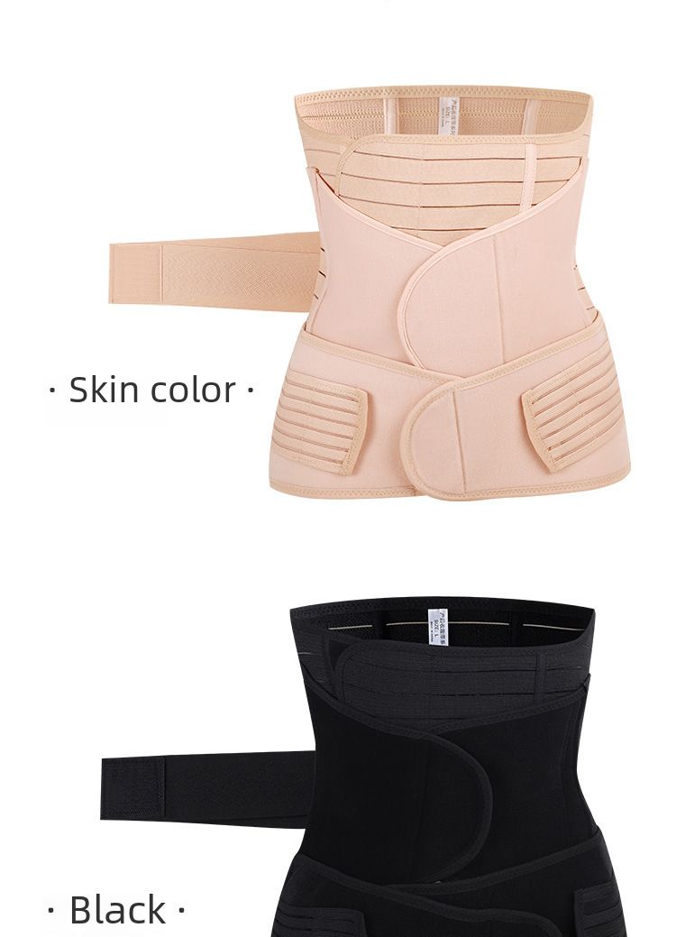 Strengthen postpartum belly belt three-piece set natural delivery cesarean section binding girdle breathable girdle belt factory direct sales_voghion.com