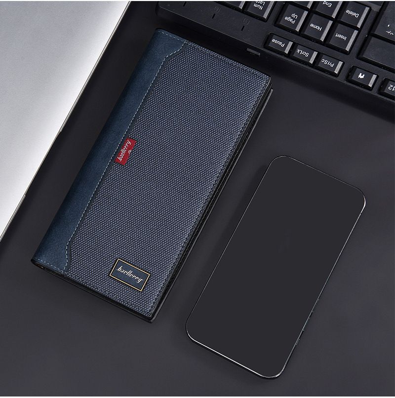 BAELLERRY Men's Ultra-thin Long Wallet With 11 Card Slots, An ID Window, And A Zippered Coin Pocket. Ideal For Both Business Attire And Everyday Use._voghion.com