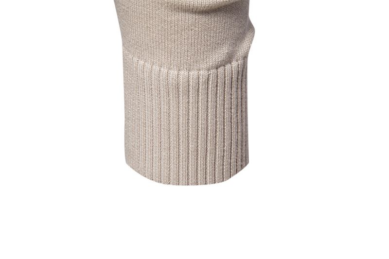 Suéter masculino de malha com gola alta - corte slim, 95% algodão, pulôver com zíper (azul-marinho/preto/verde/cinza claro/cinza escuro/bege)_voghion.com