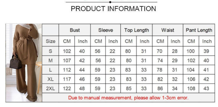 Abito musulmano da donna moda plus size semplice abito con lacci pantaloni a gamba larga_voghion.com