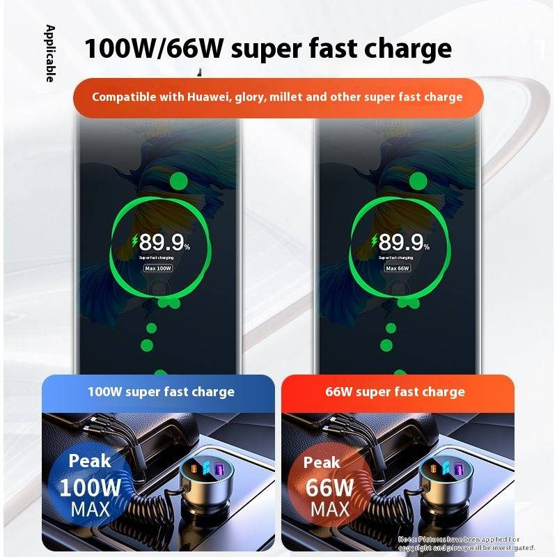 LiXiang L6/L7/L8/L9 araç telefonu şarj cihazı, çakmak adaptörü, 12V ve 24V ile uyumlu, 230W hızlı şarj_voghion.com